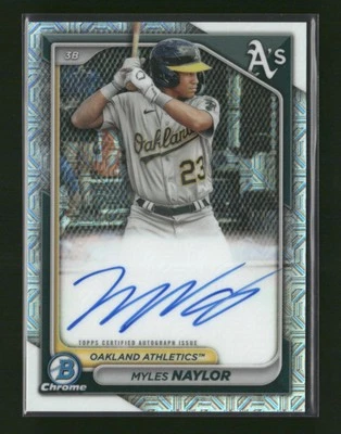 2024 Bowman Chrome #BMA-MN Myles Naylor Prospects Mojo Refractors Auto - Image 1 of 2