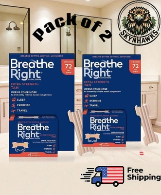 Breathe Right Nasal Strips Snoring relief Tan Extra Strength 72 ct (Pack of 2) - image 1 of 4
