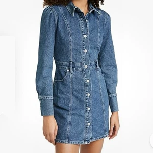 BOYISH The Emmett Jeanskleid in Mirror Blue Puffärmel Damen M  - Bild 1 von 20