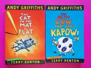 THE CAT ON THE MAT IS FLAT & THE BIG FAT COW THAT GOES KAPOW By ANDY GRIFFITHS - Foto 1 di 6