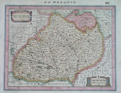 1630 nice RARE ORIGINAL MAP CZECH REPUBLIC MORAVIA DUCHY OF TROPPAU BRNO OSTRAVA - Image 1 of 4
