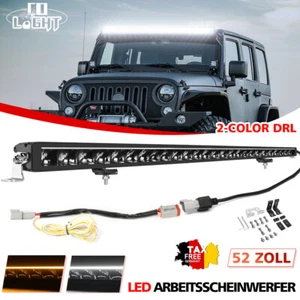ECE 52" LED Arbeitsscheinwerfer Lichtbalken Amber white DRL zusatz Offroad Auto - Picture 1 of 14