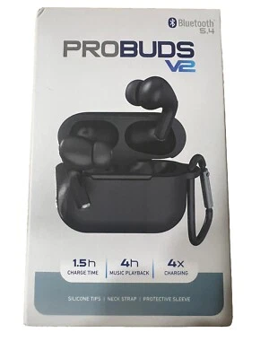 Black ProBuds V2 Auto-Pairing. Built-In Mic Earbuds. Bluetooth. - Image 1 of 4