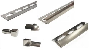 250cm Fliesenprofil glänzend oder gebürstet Fliesenschiene Edelstahlschiene V2A - Bild 1 von 67