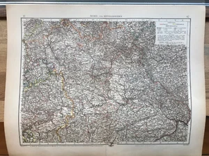 1896 vintage atlas mapa NORTE y BAVIERA CENTRAL 1: 750 000 - Imagen 1 de 3