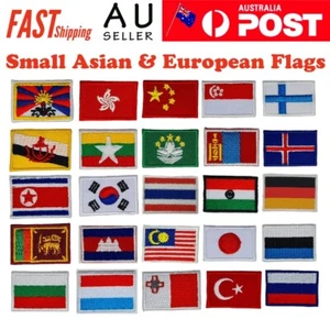 Small Asian European Country Flag Iron on Patch Asia Europe Tiny 3x2x0.1cm(0.5g) - Picture 1 of 59