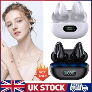 Bone Conduction Clip On Bluetooth Headset Open Ear Earbuds For iPhone &Android⭐ - Picture 1 of 15