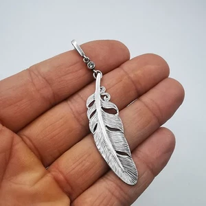 Vintage Beautiful Pendant Feather Charm 925 Sterling Silver Ukrainian Jewelry - Picture 1 of 6