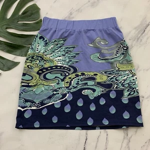 Krimson Klover Mini Skirt Size S Purple Green Floral Pull On Stretch Pencil - Picture 1 of 10