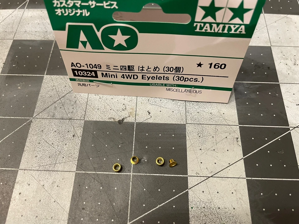 Vintage Tamiya RACING Mini 4WD Eyelets (4) 1/32 Hotshot Jr; Hornet Jr; Avante Jr - Image 1 of 2