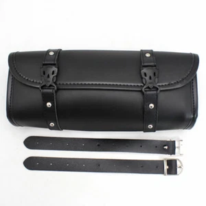 Motorcycle Saddlebag PU Leather Luggage Bags Front Fork ToolBag Bobber Touring - Foto 1 di 6