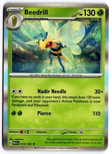 Pokemon Juego de Cartas Coleccionables Beedrill 015/165 Escarlata y Violeta 151 Holo Raro - Imagen 1 de 1