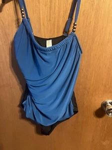 Venus Women's Size 12 Black Blue Slenderizing One-Piece Swimsuit - Picture 1 of 5