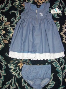 Vestido Calvin Klein Niñas Bebé 24 Mos Ojales Azul Cremallera CKJ Cubierta de pañales Nuevo - Imagen 1 de 3