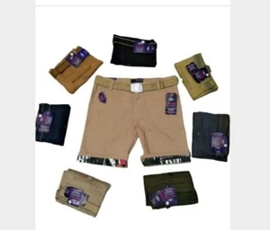 Man's cargo summer short casual slim fit pocket half knee 100%cotton with Belts - Picture 1 of 1