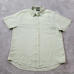 Lincs David Chu Shirt Mens 2XL Lime Green Linen Short Sleev Button Up - Picture 1 of 8