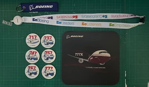 Boeing Bundle Magnets Lanyard keyring mousepad 747 777X 757 717 737 - Foto 1 di 10