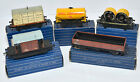 Hornby Dublo 5 Blue And White Striped Boxed Wagons In Excellent Condition
