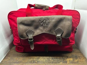 Vtg. Marlboro Country Store Nylon Leather Duffle Bag Red Weekend Overnight - Picture 1 of 12