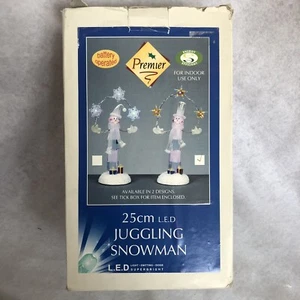 Premier LED Snowflakes Juggling Snowman 25cm Boxed Battery Operated - Picture 1 of 5