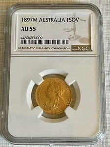 Australia 1897M Sovereign Gold NGC AU55 SKU# 7019 - Picture 1 of 2
