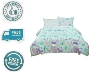 New Mermaid Bed in a Bag Bedding Sheet Pillowcase Comforter 5pc Kid Set Twin - Picture 1 of 10