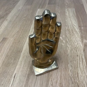 Vintage Brass Bookend Praying Clapping Figural Sculptural Hand Home Decor - Picture 1 of 4