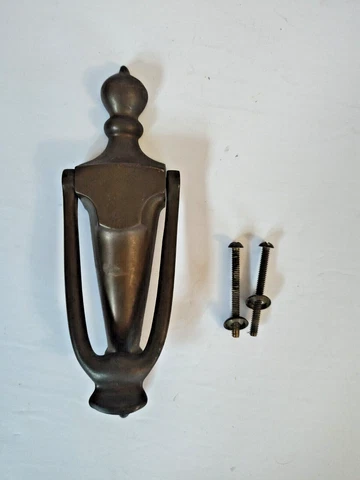 VINTAGE BRASS or BRONZE DOOR KNOCKER with original hardware 15 oz patina Cover
