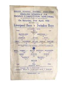 Liverpool Boys v Swindon Boys 1956 14 de abril colegio inglés semifinal raro - Imagen 1 de 12