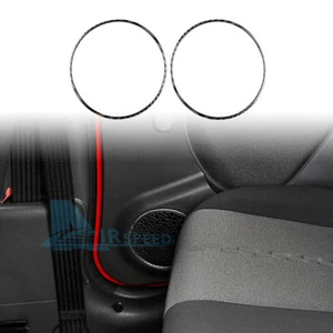 For Fiat Panda 2003-11 Black Carbon Fiber Interior Door Audio Speaker Frame Ring - Bild 1 von 9