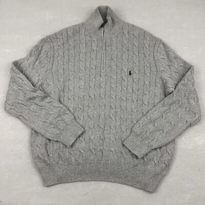 Polo Ralph Lauren Sweater Men 2XL Gray 1/4 Zip Pullover Cable Knit Pony XXL - Picture 1 of 8