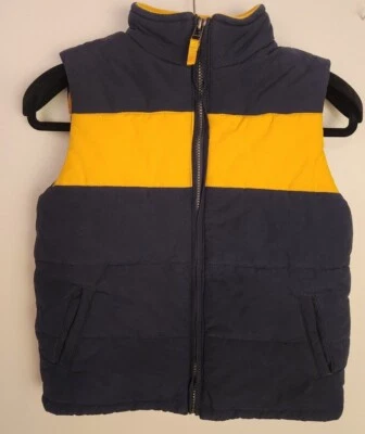 Chaleco sin mangas acolchado con cremallera completa negro amarillo Gymboree Kids talla 7-8 5-21 Foto 1 de 4