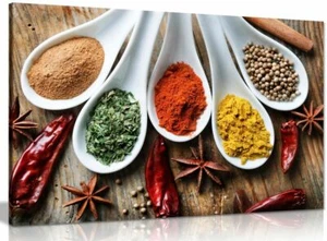 Spices On Table Food Kitchen Canvas Wall Art Picture Print - Picture 1 of 5