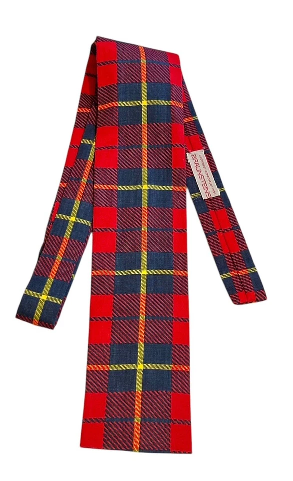 Corbata de sarga roja de extremo cuadrado de los años 60 corbata de cuello de gallo vintage para Braunstein's EC Foto 1 de 4