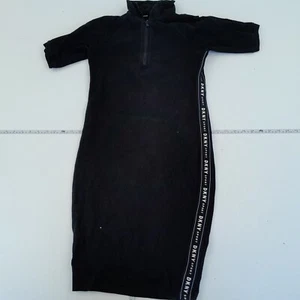 DKNY Dress Small Black 1/4 Zip Bodycon Midi Sport Sneaker Dress Mock Neck - Picture 1 of 10