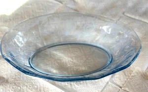 Fostoria Glass Co Azure Blue Versailles Pattern 9.5" Oval Serving Bowl Vintage E - Picture 1 of 6