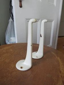 Pair of Antique White Porcelain Shelf Brackets or Towel Hooks, 5 1/2 Inch - Picture 1 of 5
