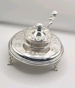 Vintage Handmade Rosh Hashana Jewish New Year Honey Dish Sterling 800 Israel - Picture 1 of 24