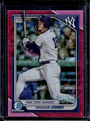 2024 Bowman Mega Box Spencer Jones Chrome Prospects Fuchsia Refractor #286/299 - Image 1 of 2