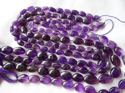 14-дюймовые нити натурального аметиста 9-14 мм гладкие пухлые овальные каменные бусины A627 DNG - Изображение 1 из 4