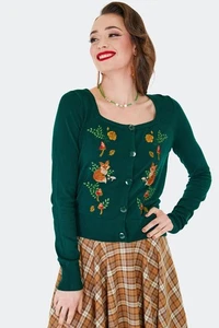 Retro Vintage Forest Fox Embroidered Style Cardigan - Picture 1 of 5