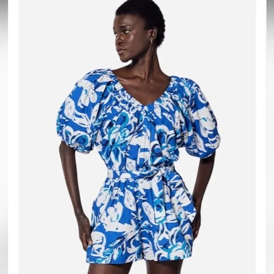 Mameluco Cleobella Thalia estampado azul talla: S Foto 1 de 4