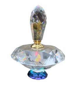 Murano Glas handgefertigt facettiertes Glas Kristall Parfüm Flakon 5" hoch Italien - Bild 1 von 10