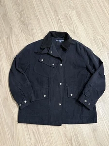 Ralph Lauren Damen Jacke Mantel Schwarz Reißverschluss & Druckknopf 3 Taschen Baumwolle  - Bild 1 von 14