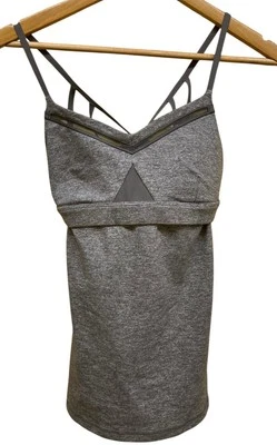 Lululemon Sports Bra Gray  Racerback Eyelet Top READ - Image 1 of 4