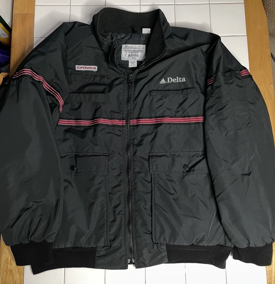 Chaqueta Supervisor Negra Vintage The Delta Collection Airlines Cintas Talla XL Foto 1 de 4