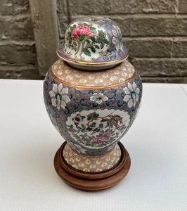 Antike chinesische Famille Rose Porzellan Lampe / Vase große Landschaft 29 cm mit Sockel - Bild 1 von 8