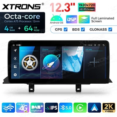 12.3'' Car Android GPS CarPlay Stereo WIFI 8Core 4+64G for BMW 3/4er F30-F36 NBT - Image 1 of 4