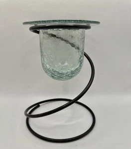 Partylite Wrought Iron Twist Candle Holder Hand Blown Crackle Glass Votive - Picture 1 of 7