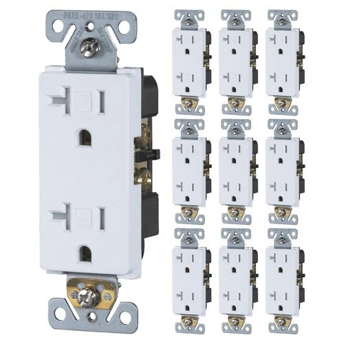 Faith 10-Pack 20 Amp Tamper-Resistant Outlet | 20A 125V Decorator Receptacle |